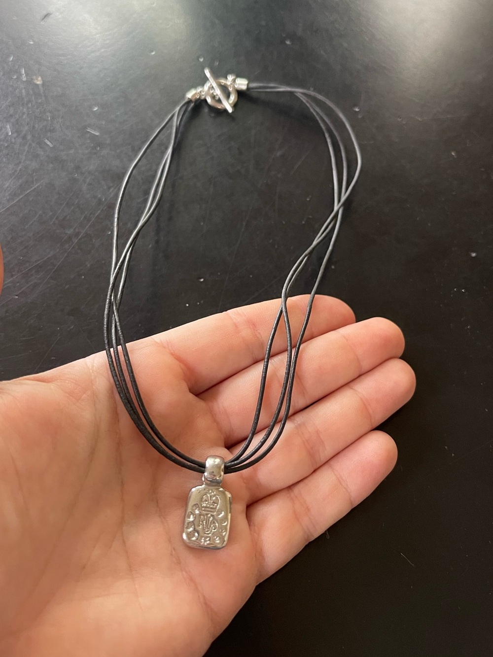 Ralph Lauren Black Cord Pendant Necklace